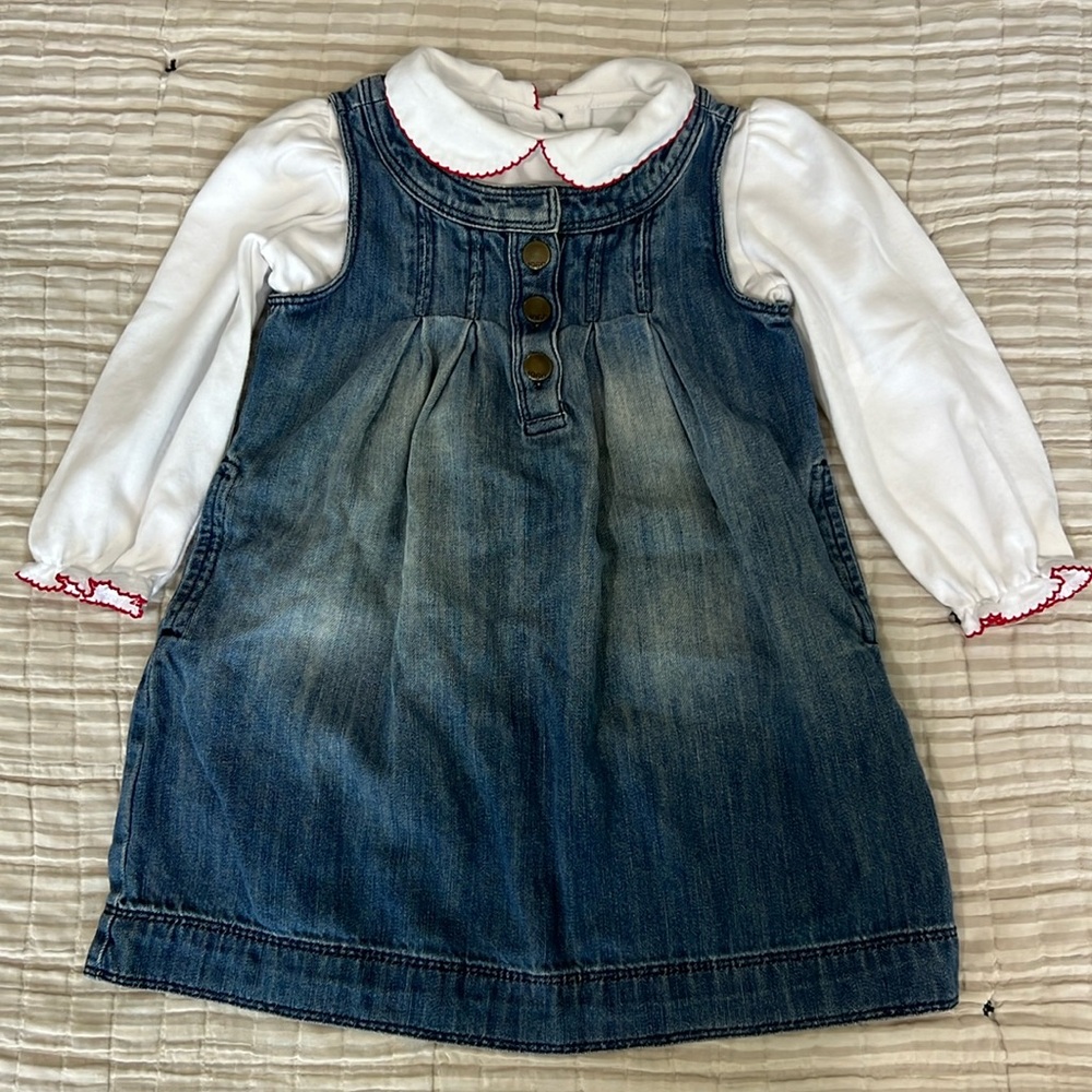Baby Gap Jean Jumper and Sophie Rose Peter Pan Collar Shirt | Size 3